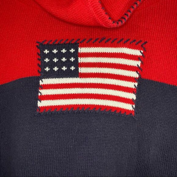 Vintage American Flag Knit Sweater Size Large GUC - Picture 3 of 5